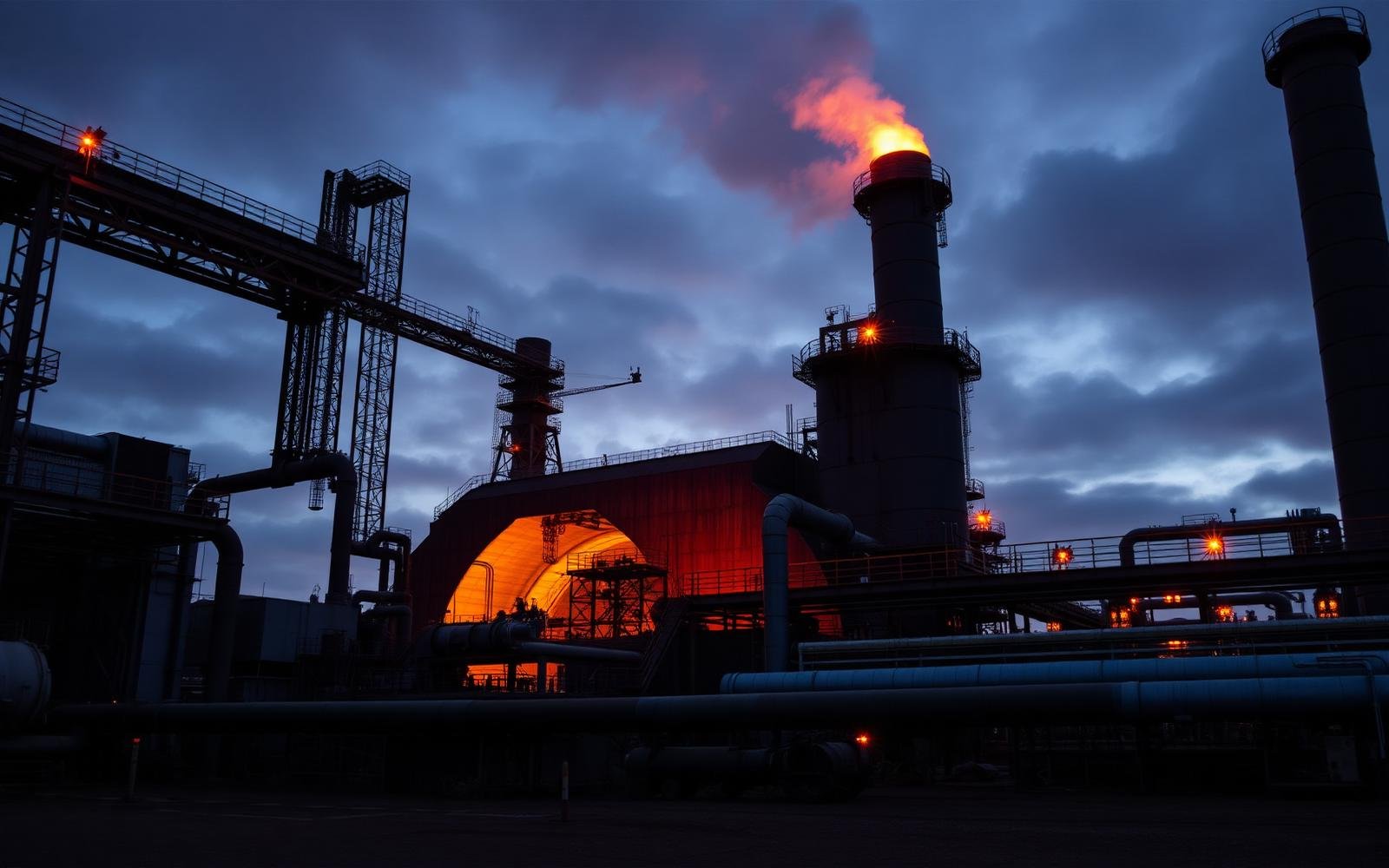 Blast furnace and PCI lance area at dusk